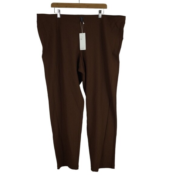 Eileen Fisher Womens Viscose Blend Pull On Straight Leg Pants Brown Plus 3X NWT - Picture 1 of 7